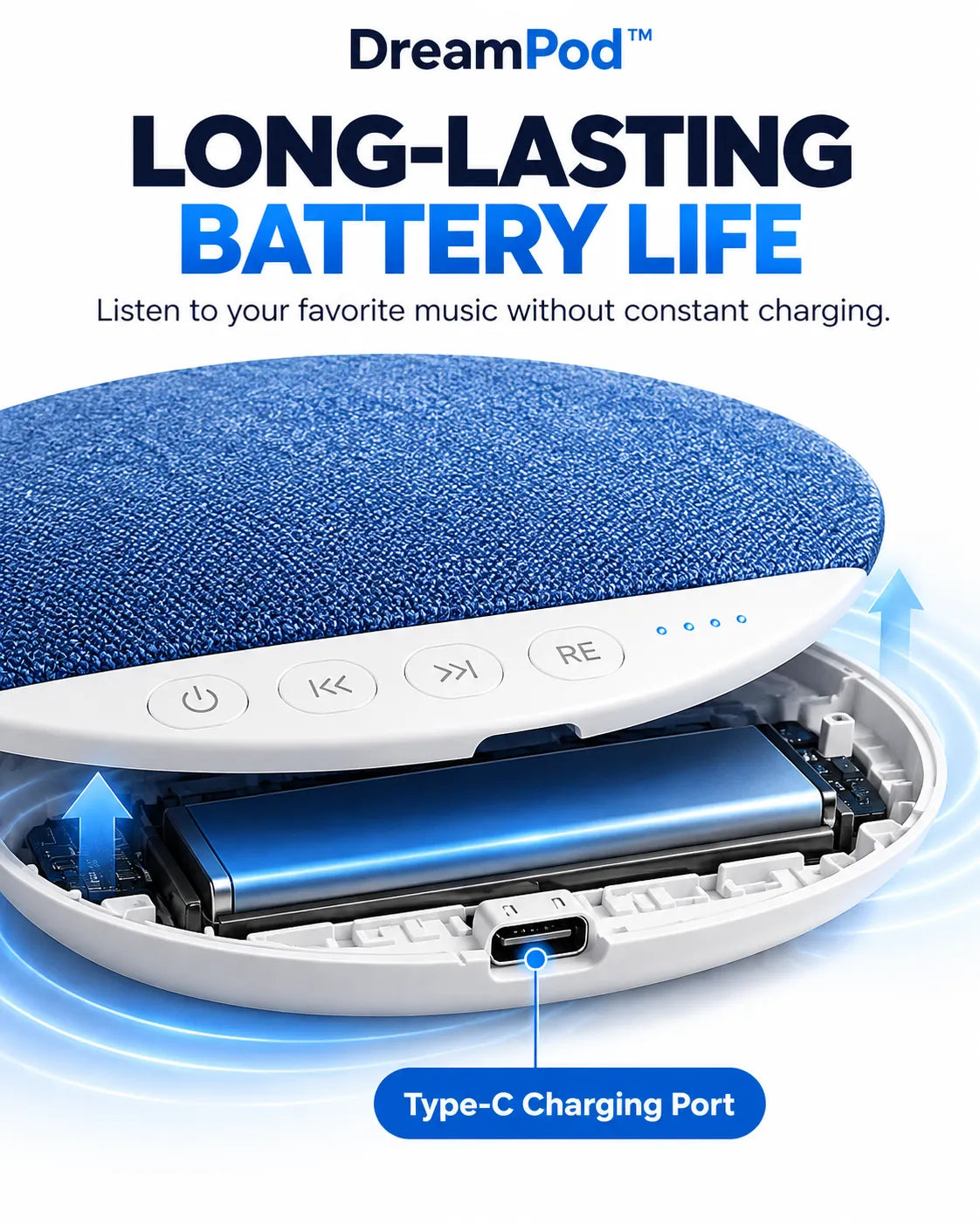 DreamPod™ Ultra-Thin Bluetooth Pillow Speaker