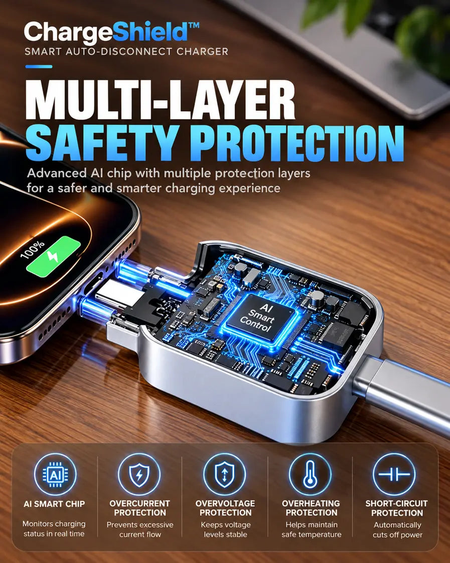 ChargeShield™ 140W Smart Auto-Disconnect Charging Adapter