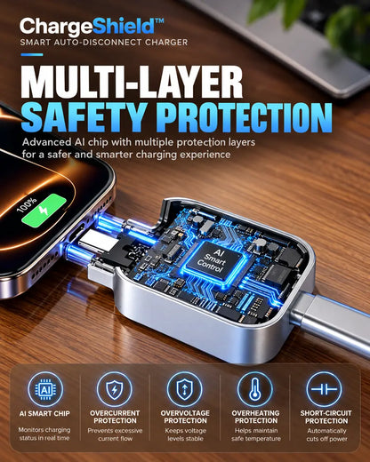 ChargeShield™ 140W Smart Auto-Disconnect Charging Adapter