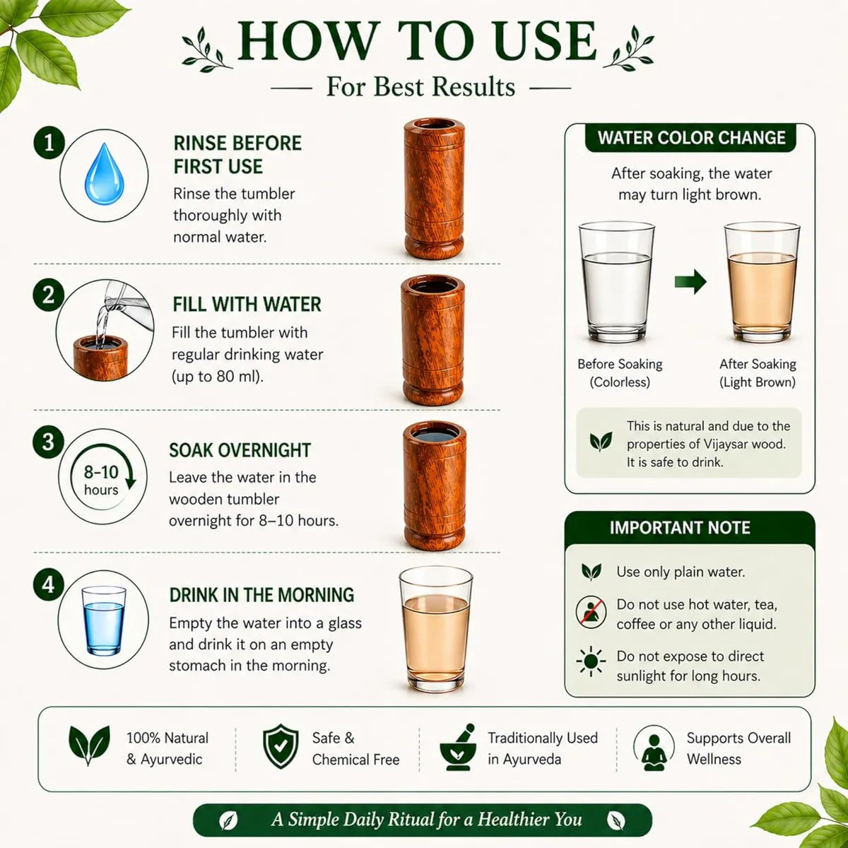 Ayurvedic Vijaysar Wooden Glass (BUY 1 GET 1 FREE)